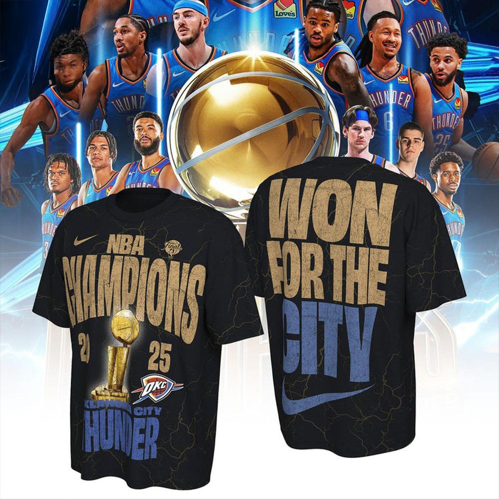 OKC Thunder NBA Champions Won For The City T-Shirt OKC Merch Gifts For Basketball Fan-1