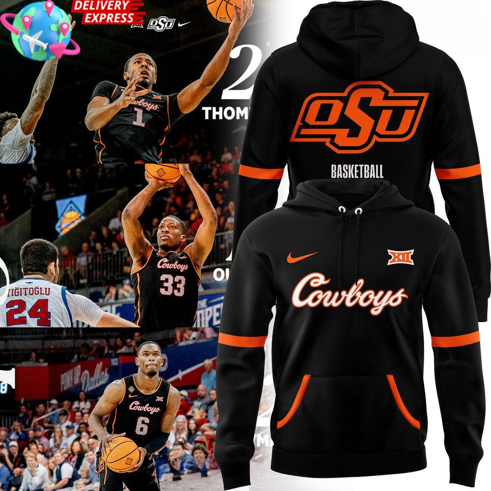 OSU Cowboys Basketball 2025 Black Hoodie Cowboys Merch Top Father's Day Gifts-1