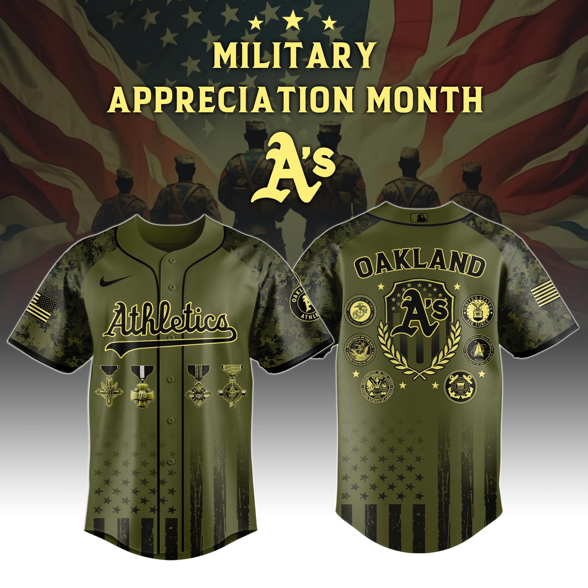 Oakland Athletics MLB x Military Appreciation Month Special Edition Jersey 2025-1