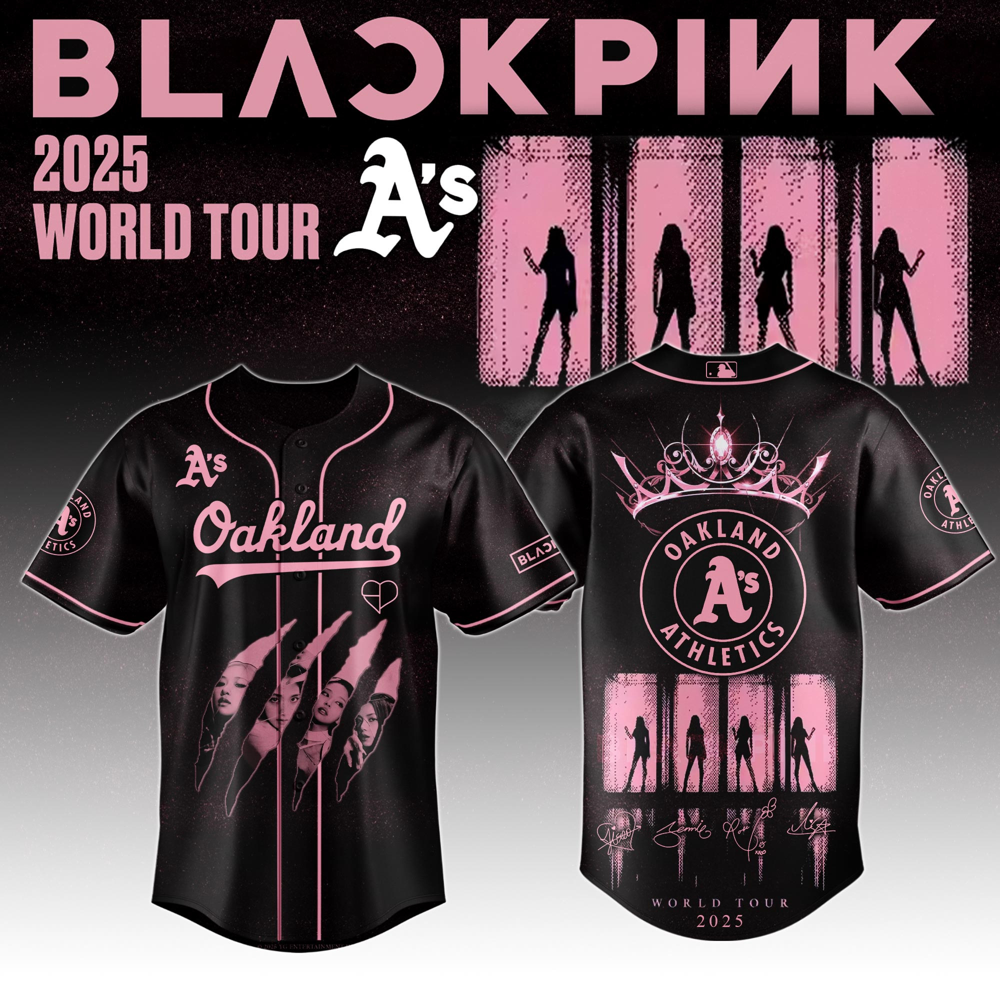 Oakland Athletics Mlb X Black Pink World Tour Baseball Jersey For Fans Athletics Merch-1