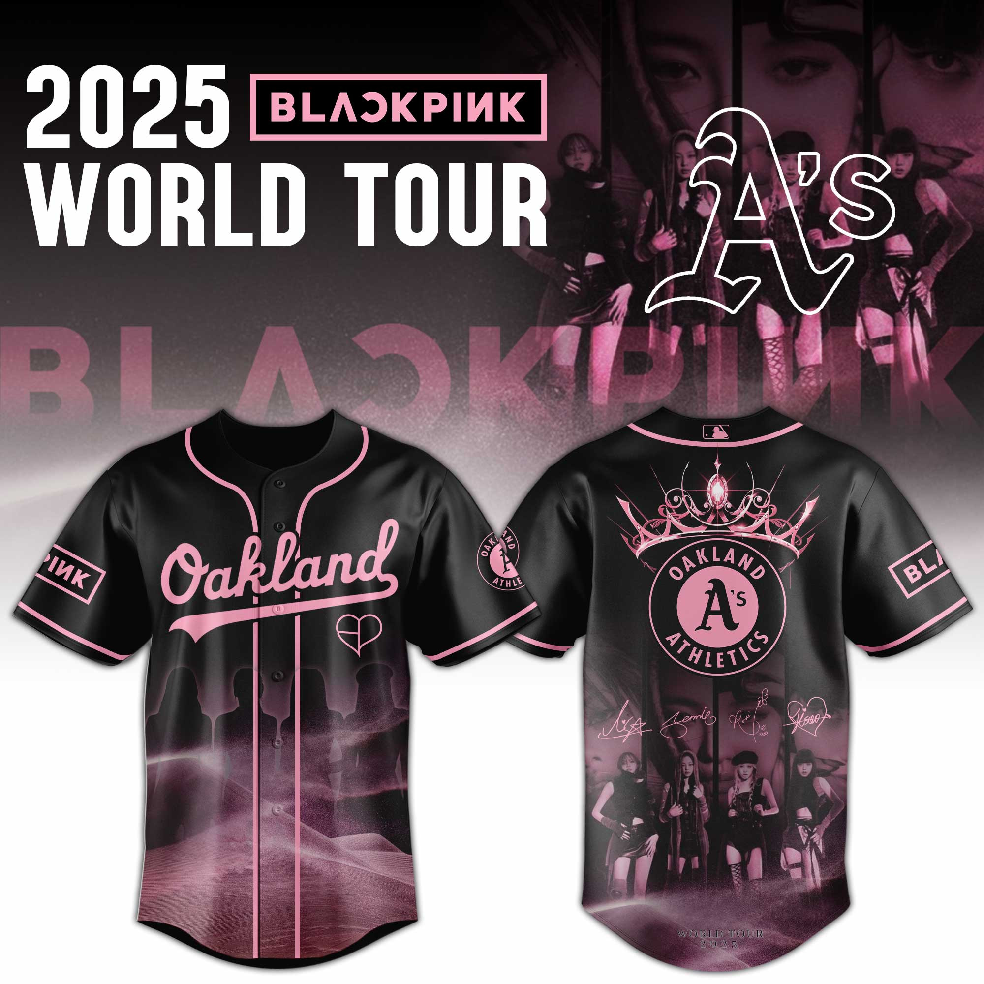 Oakland Athletics Mlb X Black Pink World Tour Baseball Jersey For Fans-1