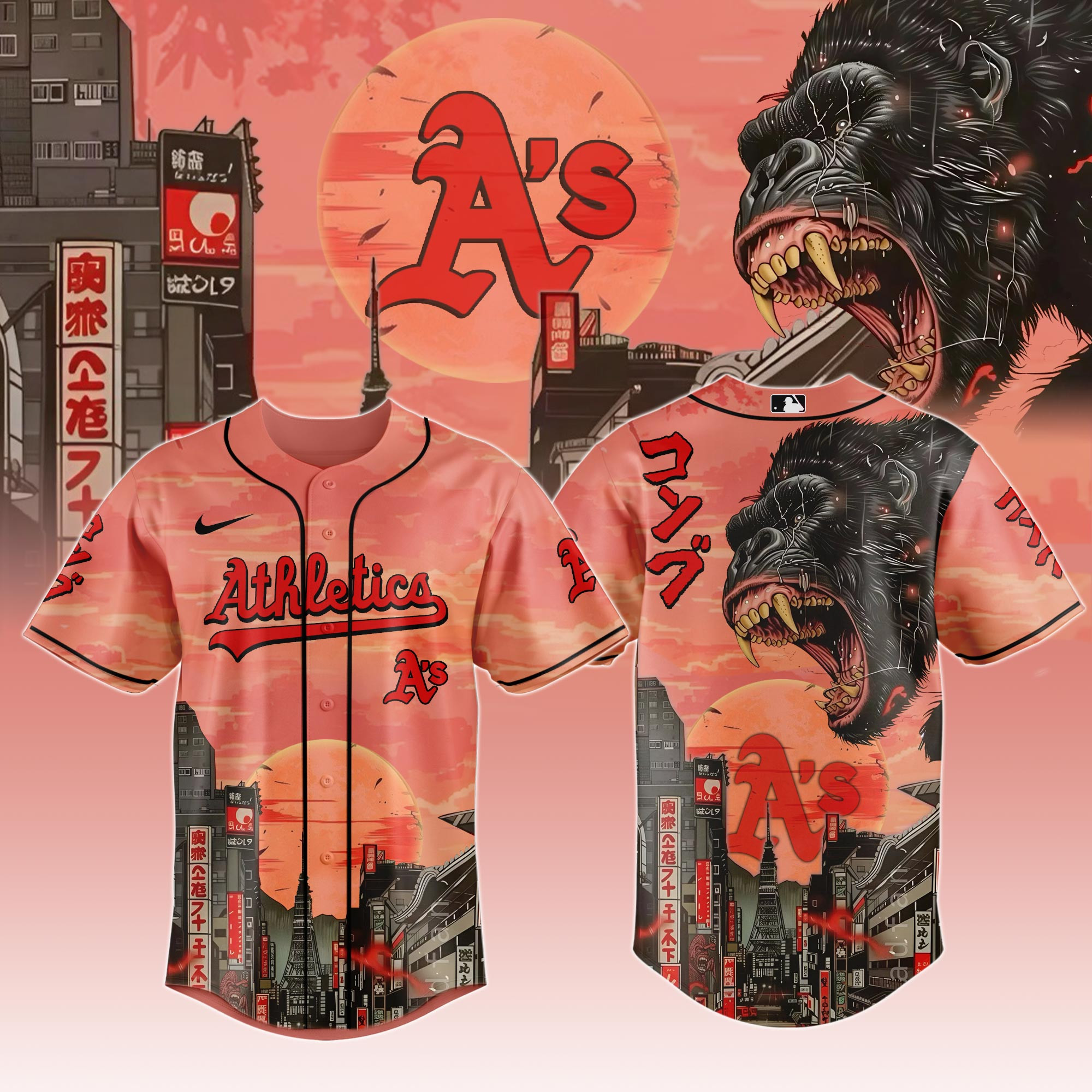 Oakland Athletics Mlb X Japanese Heritage Kong Baseball Jersey For Fans-1