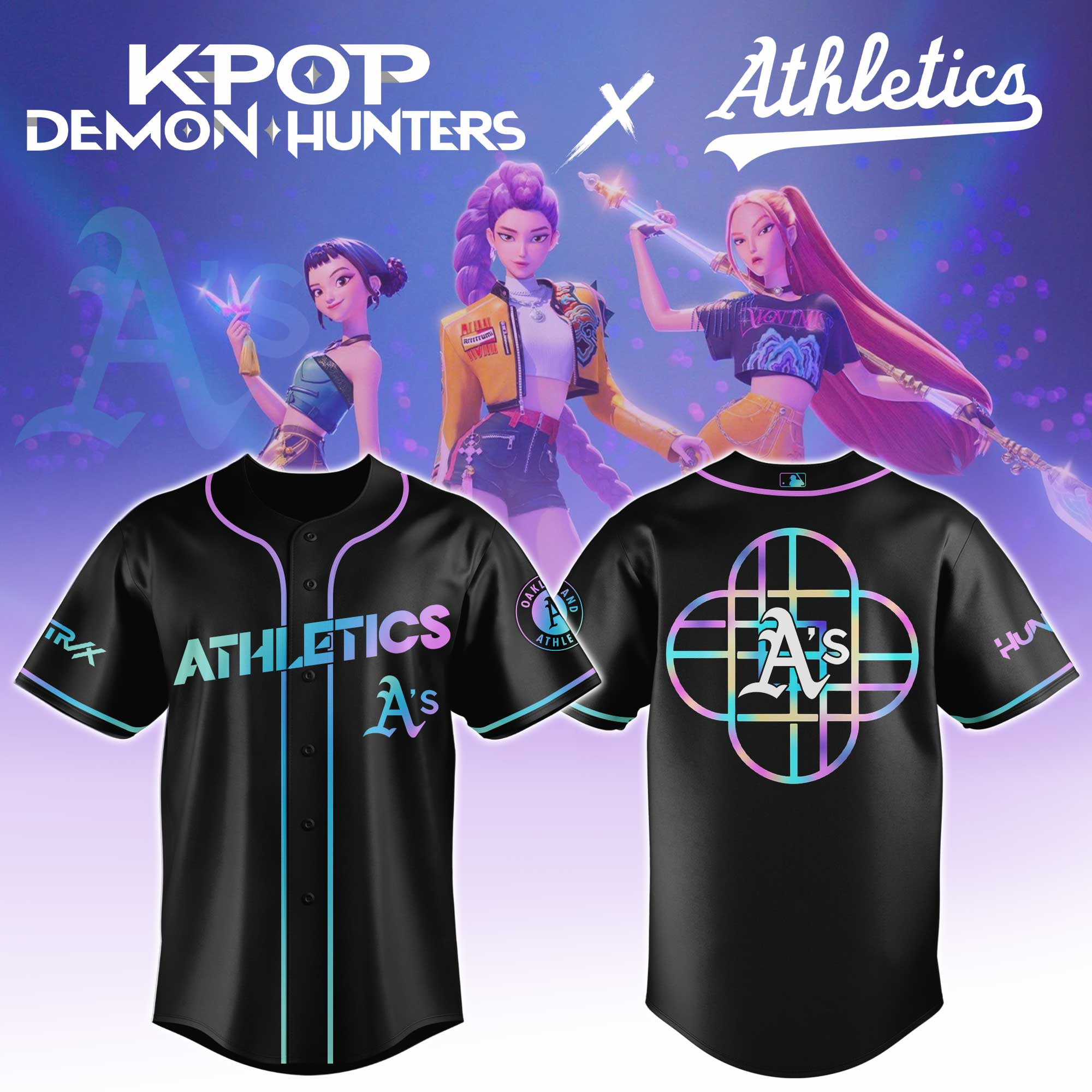 Oakland Athletics Mlb X Kpop Demon Hunters Baseball Jersey For Fans-1