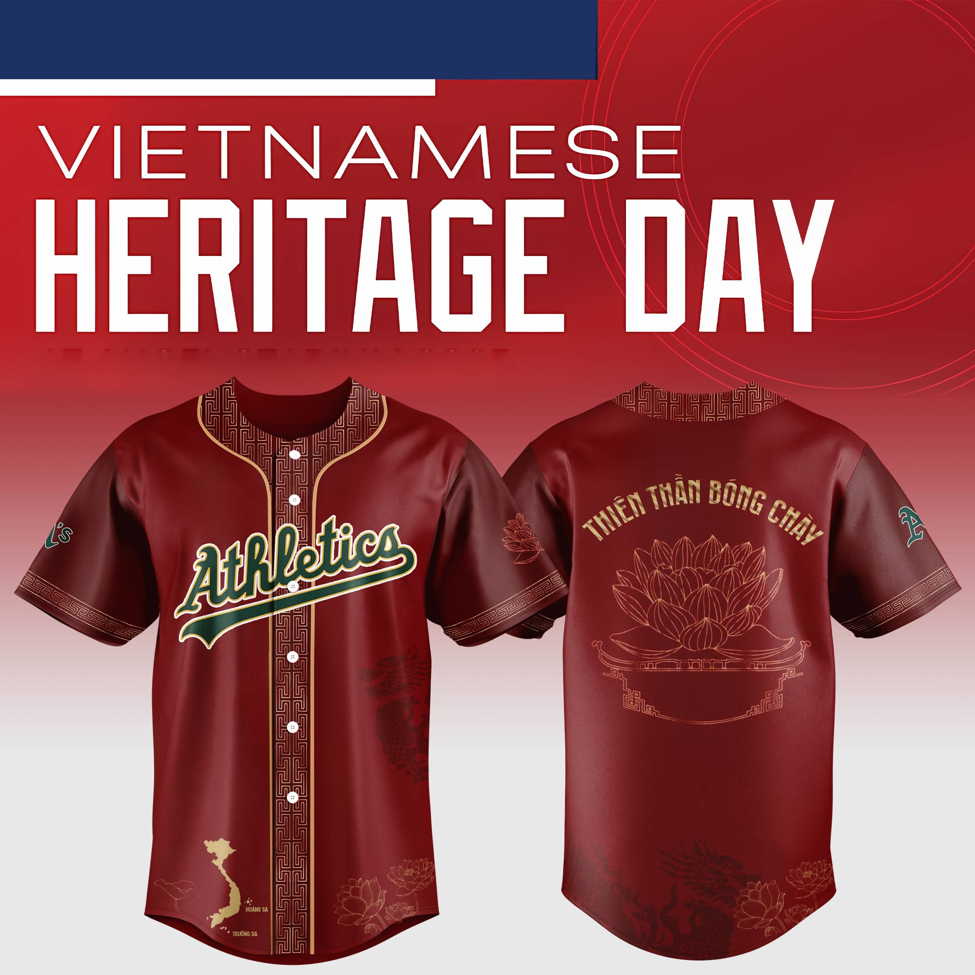Oakland Athletics Mlb X Vietnamese Heritage Night Baseball Jersey For Fans-1