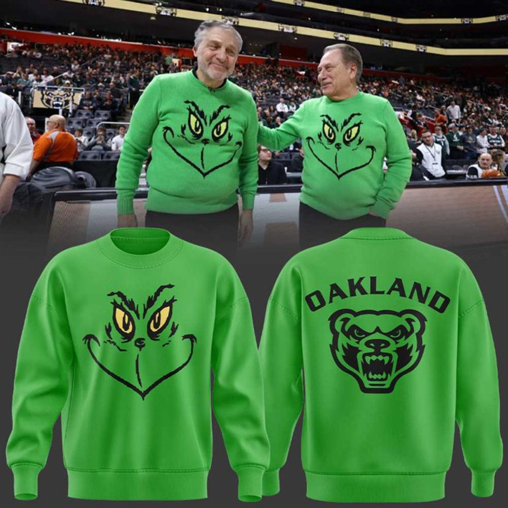 Oakland Golden Grizzlies Merry Grinchmas From Greg Kampe Sweatshirt Gift For Basketball Lover-1