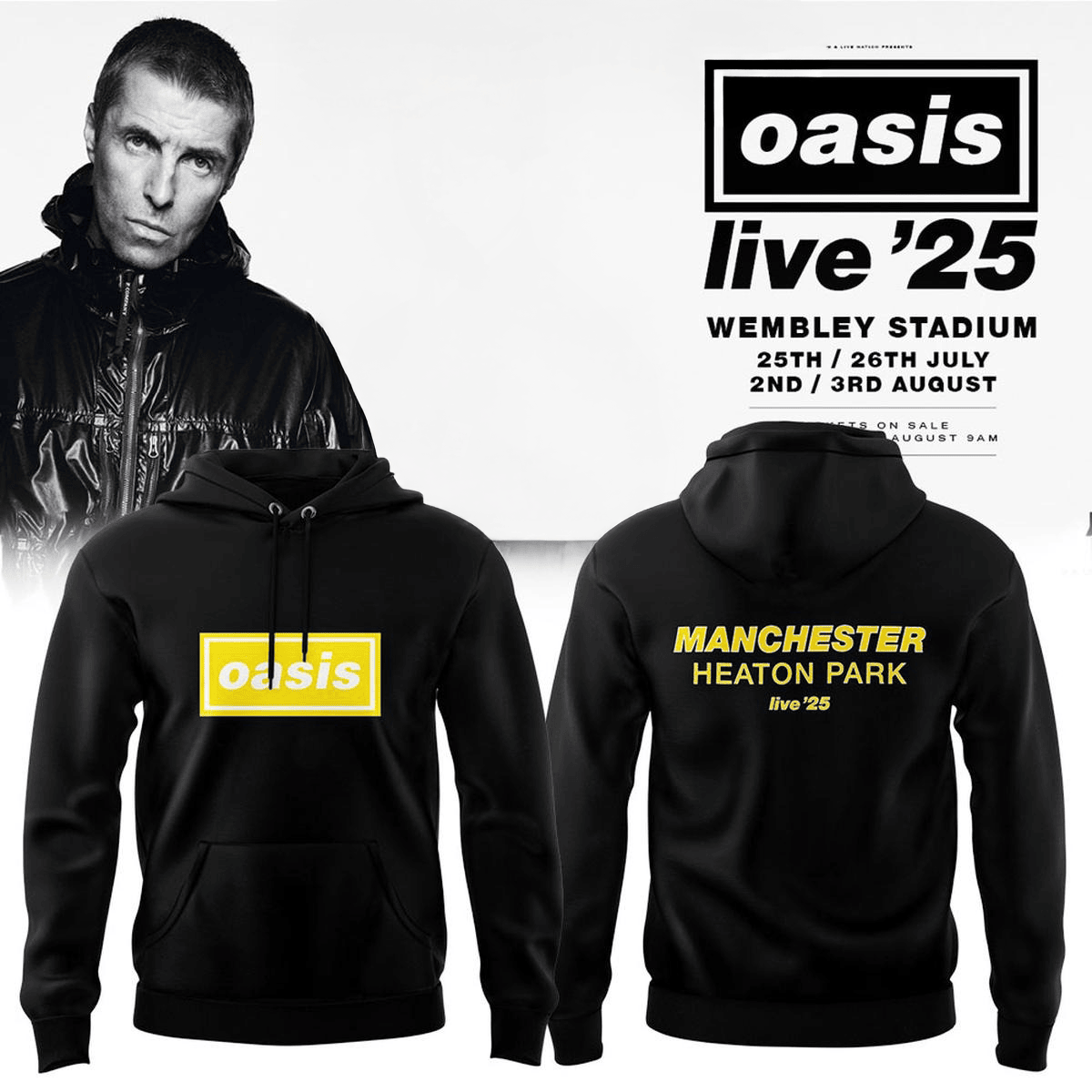 Oasis Live 25 Manchester Heaton Park Black Hoodie Fan Merch Present For Husband-1 Oasis Live 25 Manchester Heaton Park Black Hoodie Fan Merch Present For Husband-1