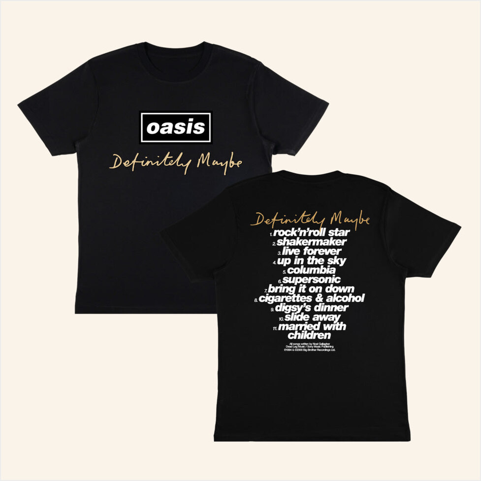Oasis Merch 2025 Oasis Definitely Maybe Tracklist T-Shirt Gifts For Friends Gifts For Her-1
