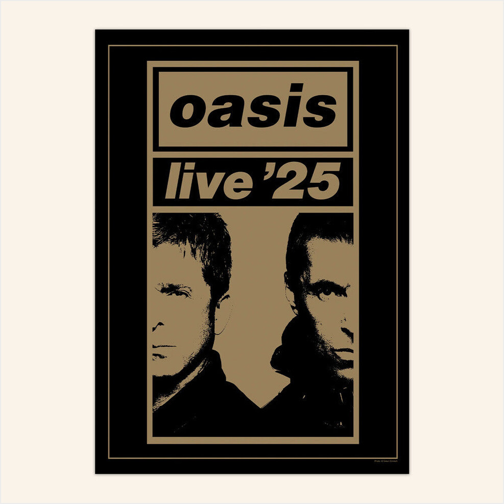 Oasis Merch 2025 Poster Gold Half Faces Live 25 Poster Fan Merch Best Gifts For Music Lovers-1