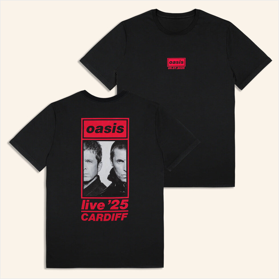 Oasis Merch Live 25 Tour 05 07 Live 25 Cardiff Event T-Shirt Black Gifts For Dad Gifts For Fans-1