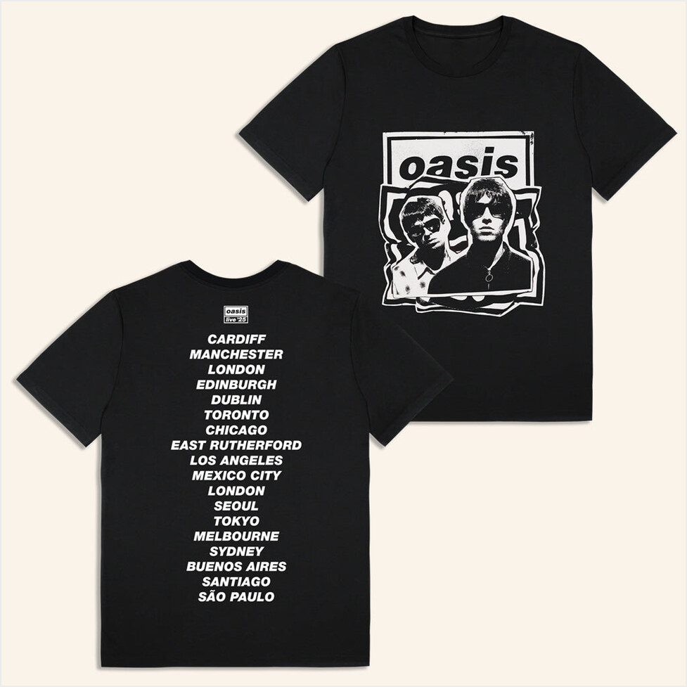 Oasis Merch Live 25 Tour Live 25 Cut Out Photo Tour T-Shirt Black Best Birthday Gifts For Dad-1