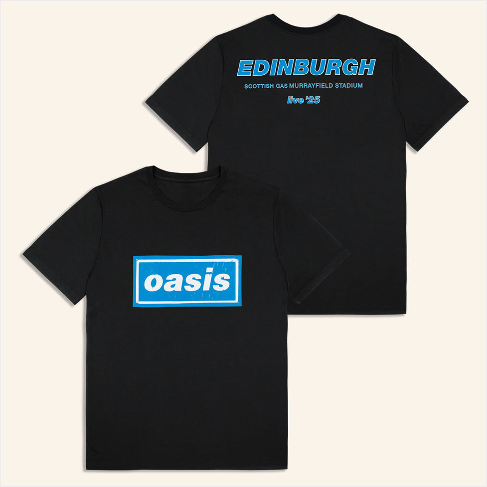 Oasis Merch Live 25 Tour Shirt Live 25 Edinburgh T-Shirt Black Best Gifts For Him Gifts For BFF-1