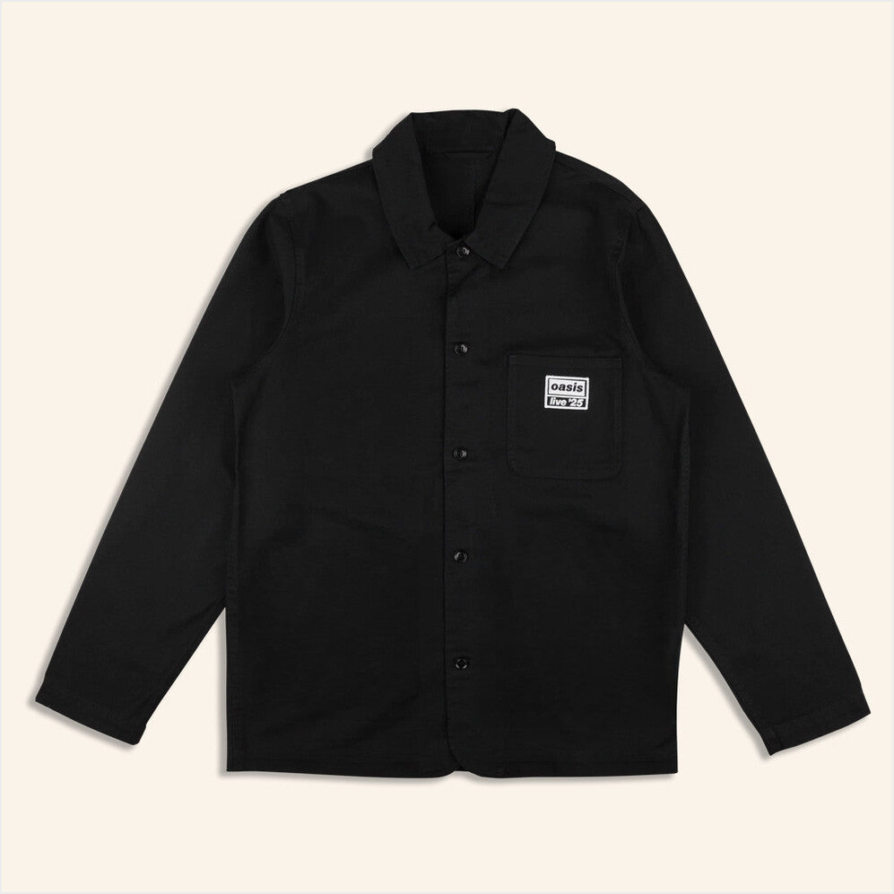 Oasis Merch Live 25 Tour Shirt Live 25 Tour Logo Long Sleeve Button Up Shirt Black-1