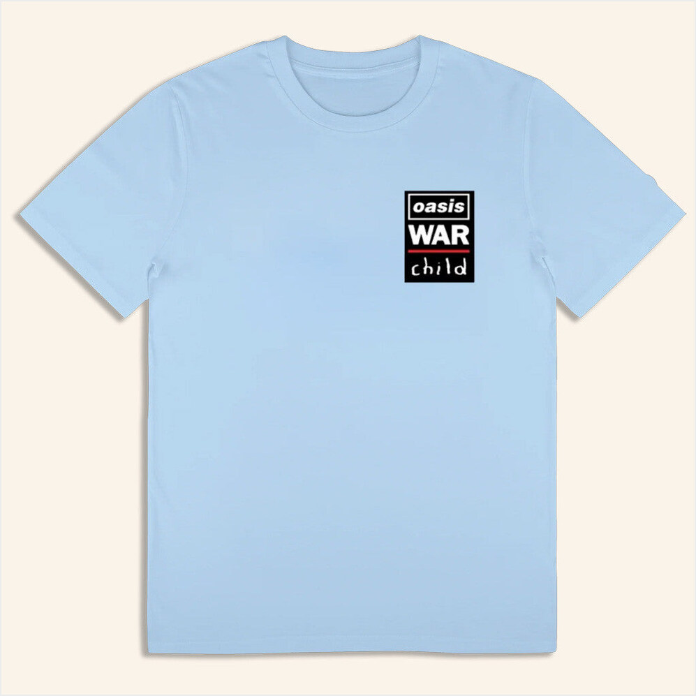 Oasis Merch Live 25 Tour Shirt Live 25 War Child T-Shirt Light Blue Birthday Gifts For Wife-1
