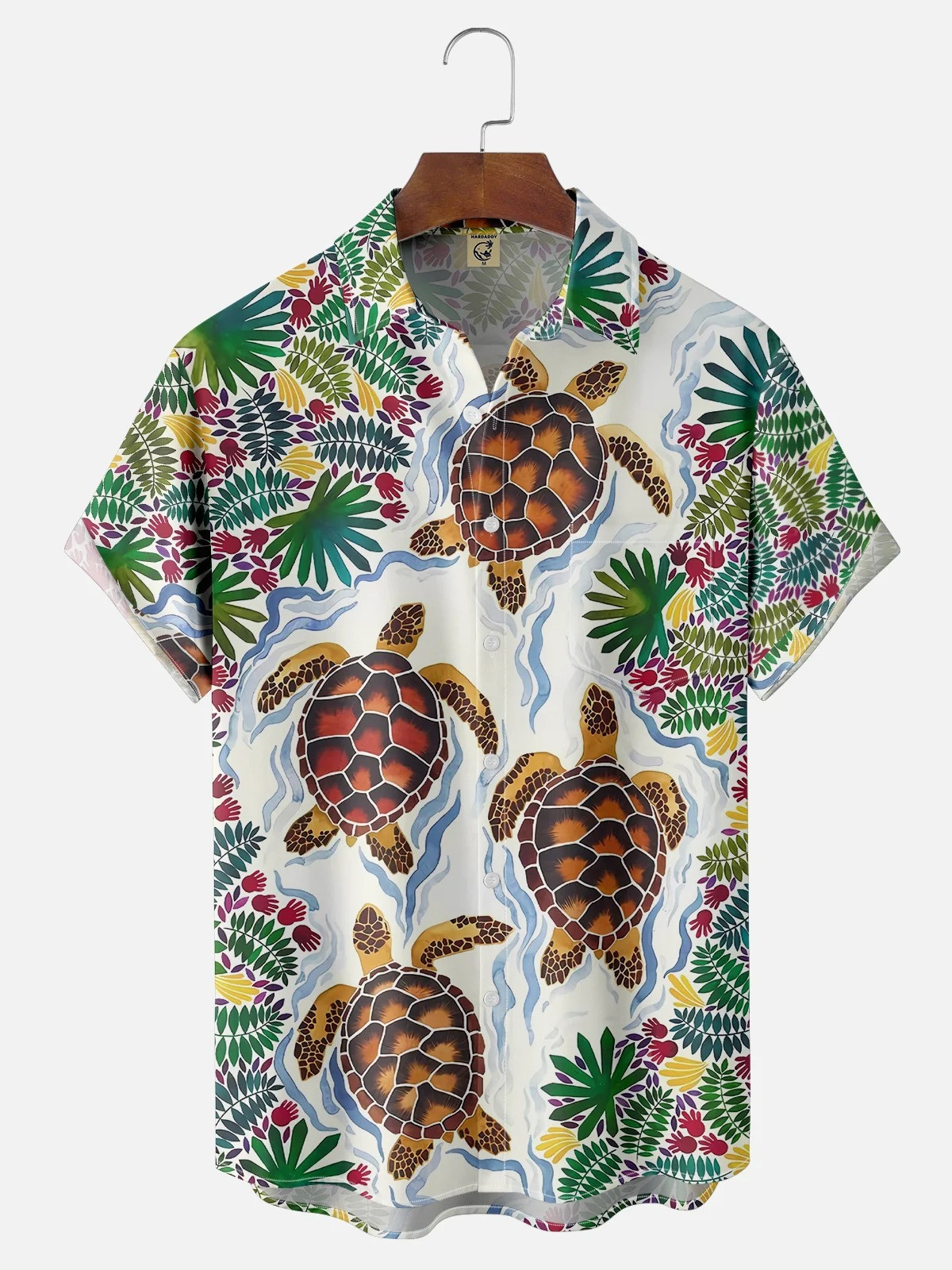 Ocean Turtle Fun Art Chest Pocket Hawaiian Shirt-1