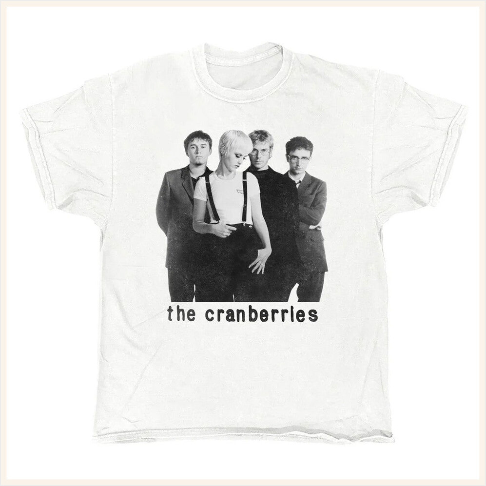 Official Merchandise Merch The Cranberries Black White Photo White Vintage T-Shirt-1