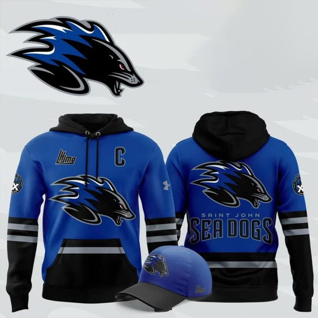 Official Saint John Sea Dogs New 2025 Blue Hoodie Fan Merch Gift Ideas For Boyfriend-1