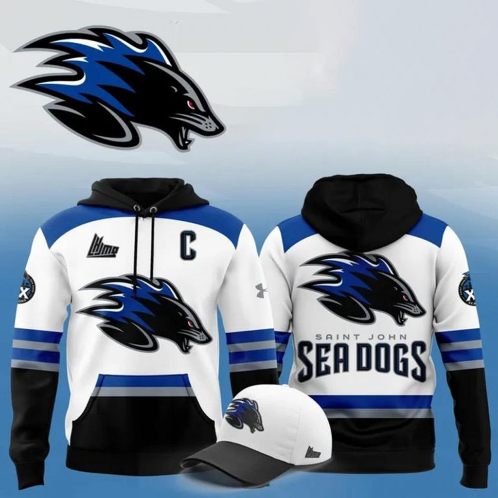 Official Saint John Sea Dogs New 2025 White Hoodie Fan Merch Gift Ideas For Him-1
