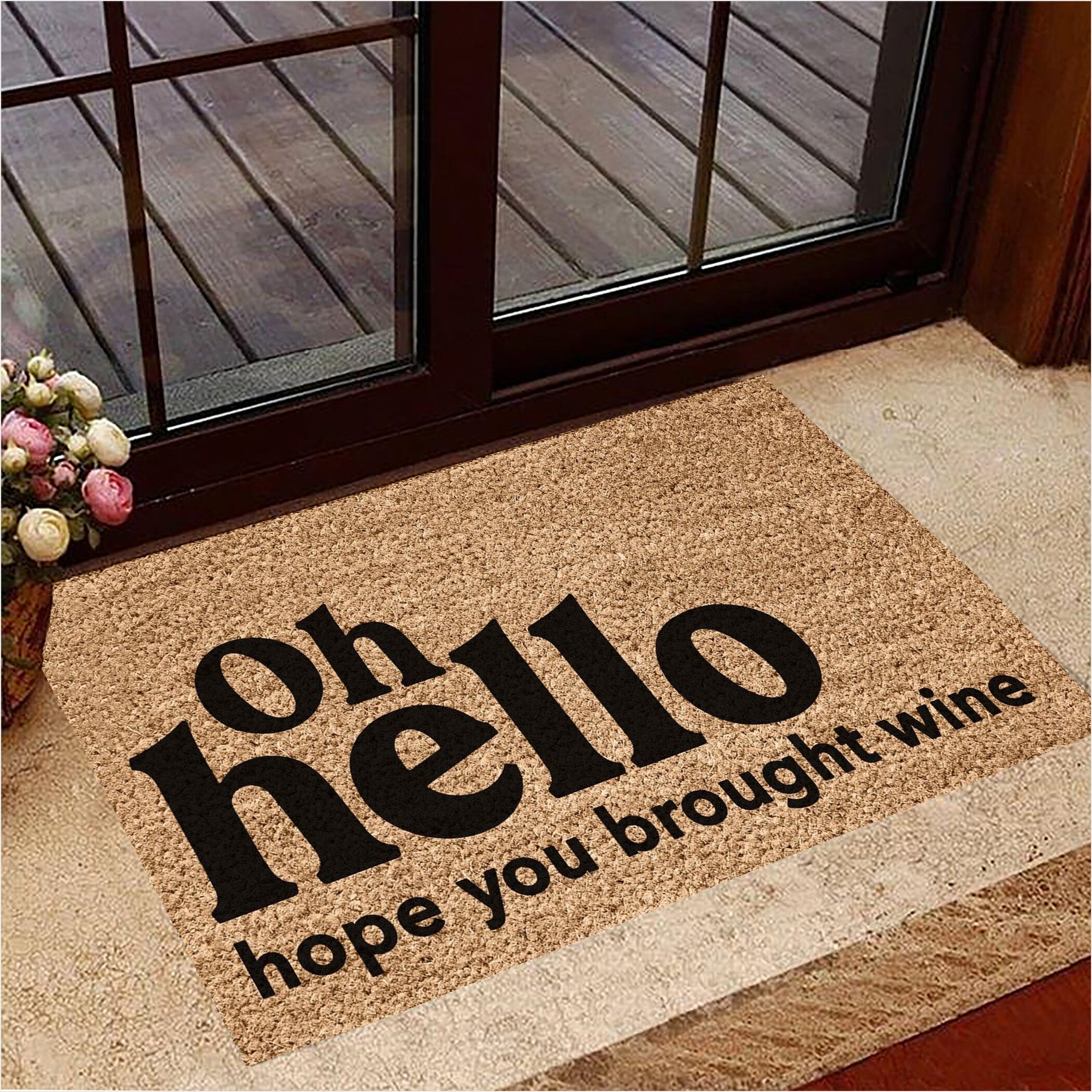 Oh Hello Hope You Brought Wine Doormat For Front Door Funny Doormat Sayings Gifts For Besties-1