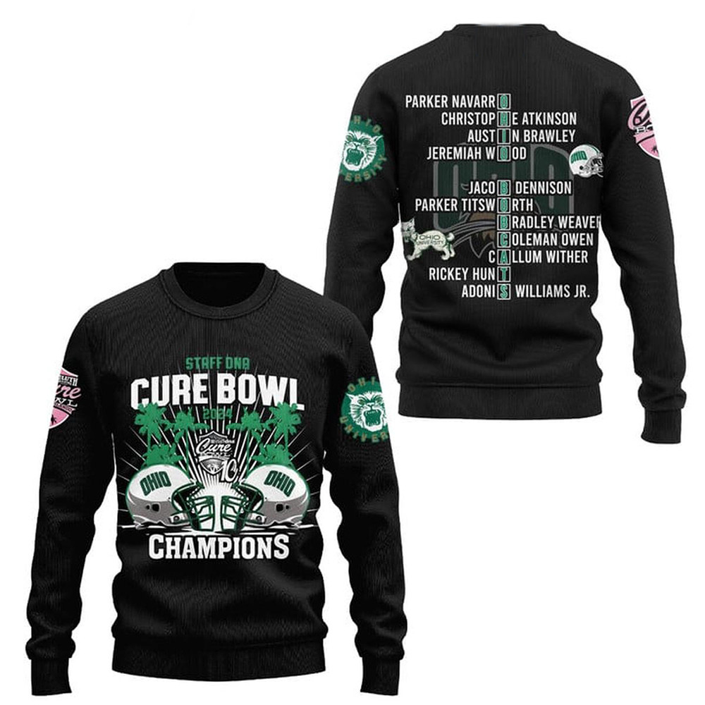 Ohio Bobcats Staff DNA Cure Bowl 2024 Champions Sweatshirt Best Gift For Football Lovers-1