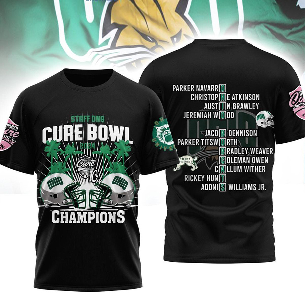 Ohio Bobcats Staff DNA Cure Bowl 2024 Champions T-Shirt Best Gift For Football Lovers-1