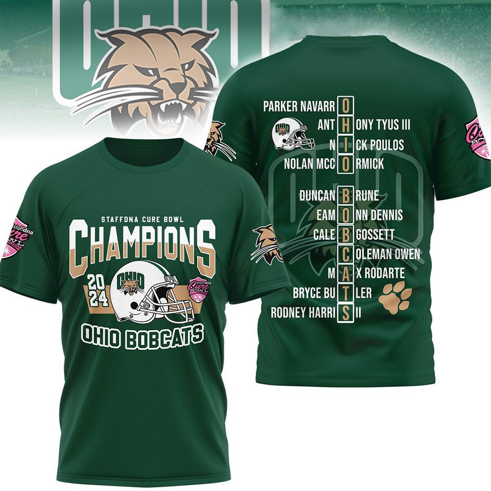 Ohio Bobcats Staff DNA Cure Bowl Champions 2024 Shirt Unique Gifts For Football Fans-1