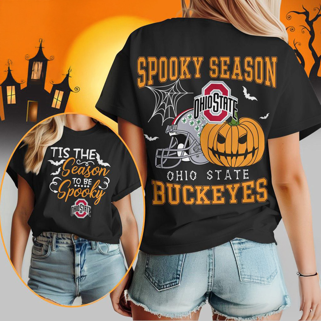 Ohio State Buckeyes 2025 NCAA Halloween Spooky Season Vintage T-Shirt Buckeyes Merch-1