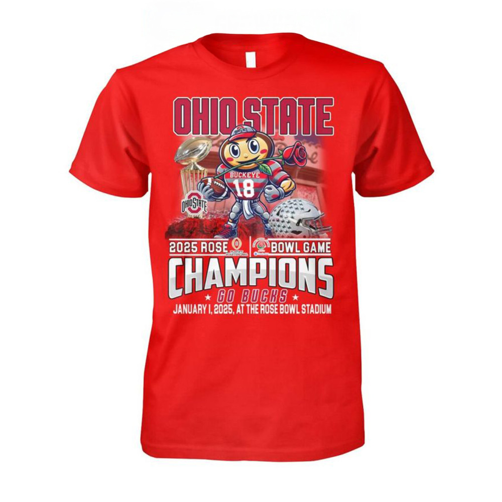 Ohio State Buckeyes 2025 Rose Bowl Game Champions Go Bucks T-Shirt Gifts For Football Fan-1