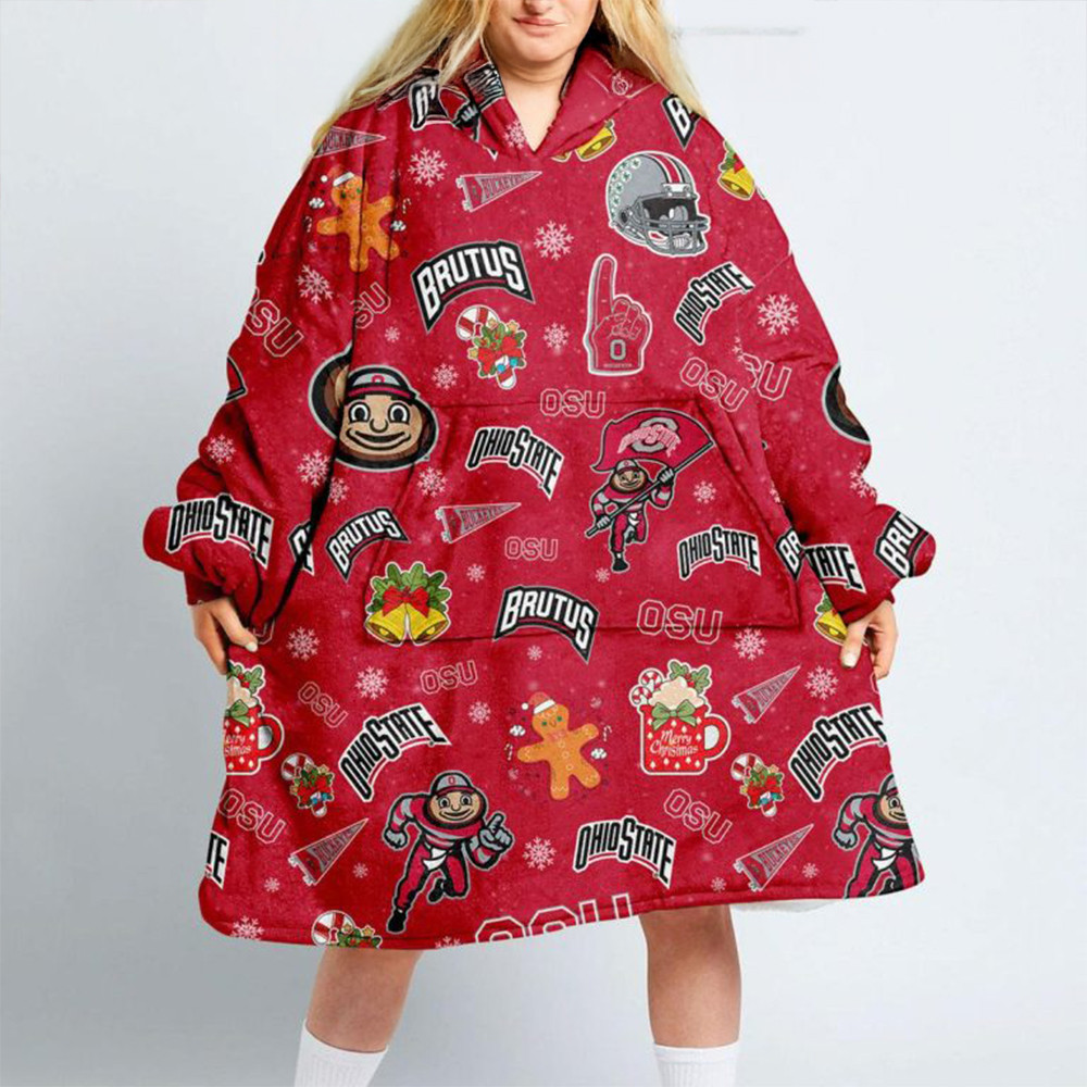 Ohio State Buckeyes Brutus OSU 2024 Christmas Hoodie Blanket Football Fan Gift Ideas-1