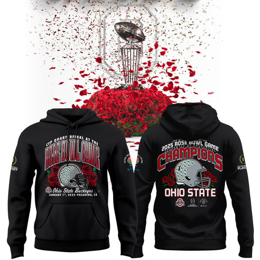 Ohio State Buckeyes College Football Playoff 2025 Rose Bowl Champions Hoodie Football Gifts-1