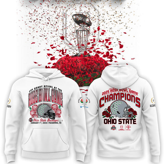 Ohio State Buckeyes College Football Playoff 2025 Rose Bowl Champions Hoodie Gifts For Fans-1
