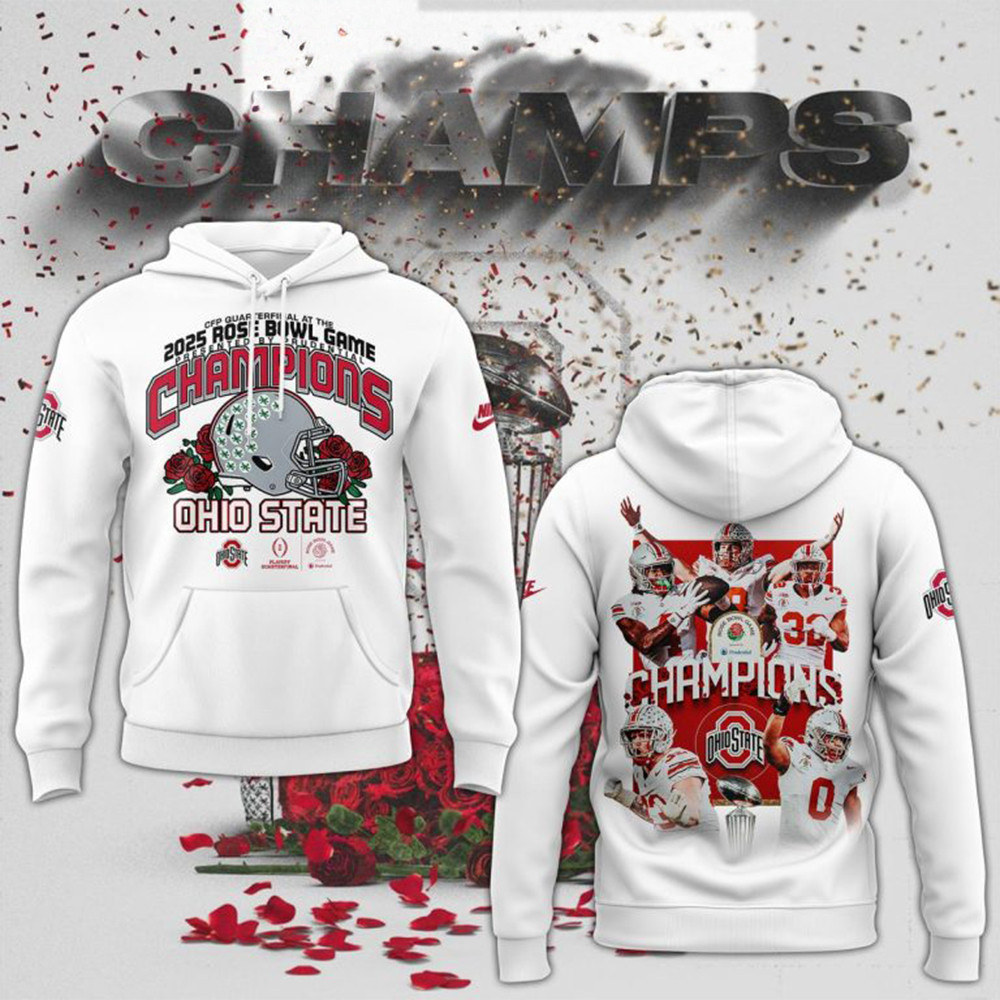 Ohio State Buckeyes Football Rose Bowl Game Champions 2025 Hoodie Football Lovers Gifts-1