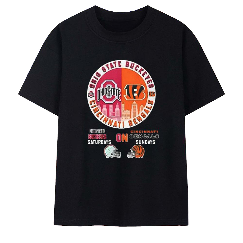 Ohio State Buckeyes On Saturdays Vs Cincinnati Bengals On Sundays Logo T-Shirt Fan Merch-1