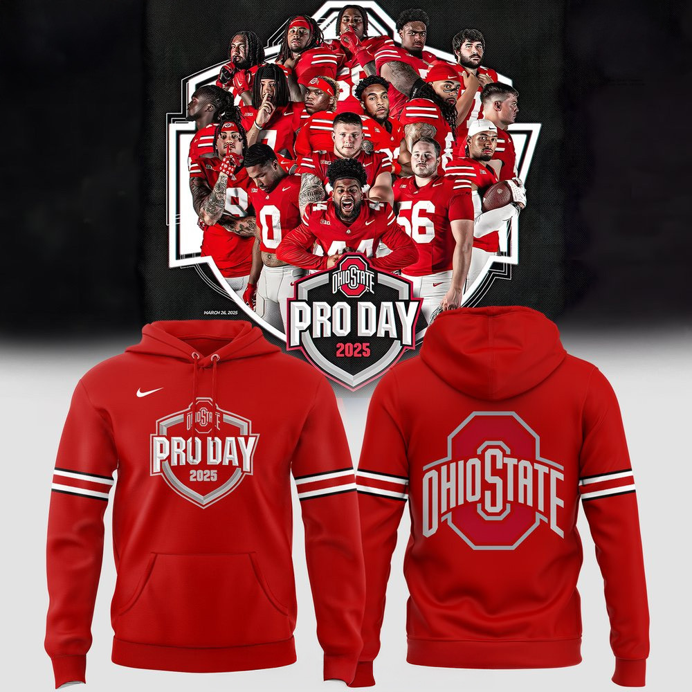 Ohio State Buckeyes Pro Day 2025 Red Hoodie Ohio State Buckeyes Merch Good Fathers Day Gifts-1