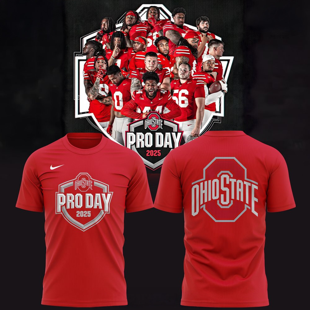 Ohio State Buckeyes Pro Day 2025 Red T-Shirt Ohio State Buckeyes Merch Good Fathers Day Gifts-1