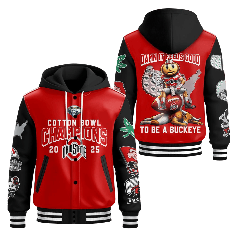 Ohio State Cotton Bowl 2025 Hooded Varsity Jacket Father's Day Gifts For Husband-1