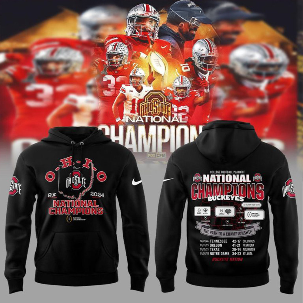 Ohio State Football 2024 College Football Playoff National Champions Black Hoodie Fan Gifts-1