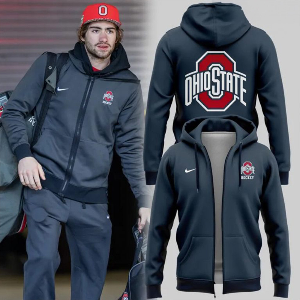 Ohio State Men's Hockey 2025 Special Zip Hoodie Father's Day Presents For Husband-1