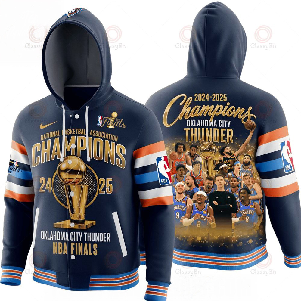 Oklahoma City Basketball Champions Finals 2024 25 Hooded Varsity Jacket OKC Merch Dad Gifts-1