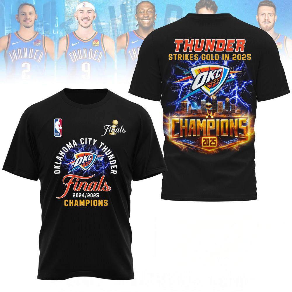 Oklahoma City Thunder 2024 2025 Finals Champions Black T-Shirt OKC Merch Good Gifts For Dads-1 Oklahoma City Thunder 2024 2025 Finals Champions Black T-Shirt OKC Merch Good Gifts For Dads-1