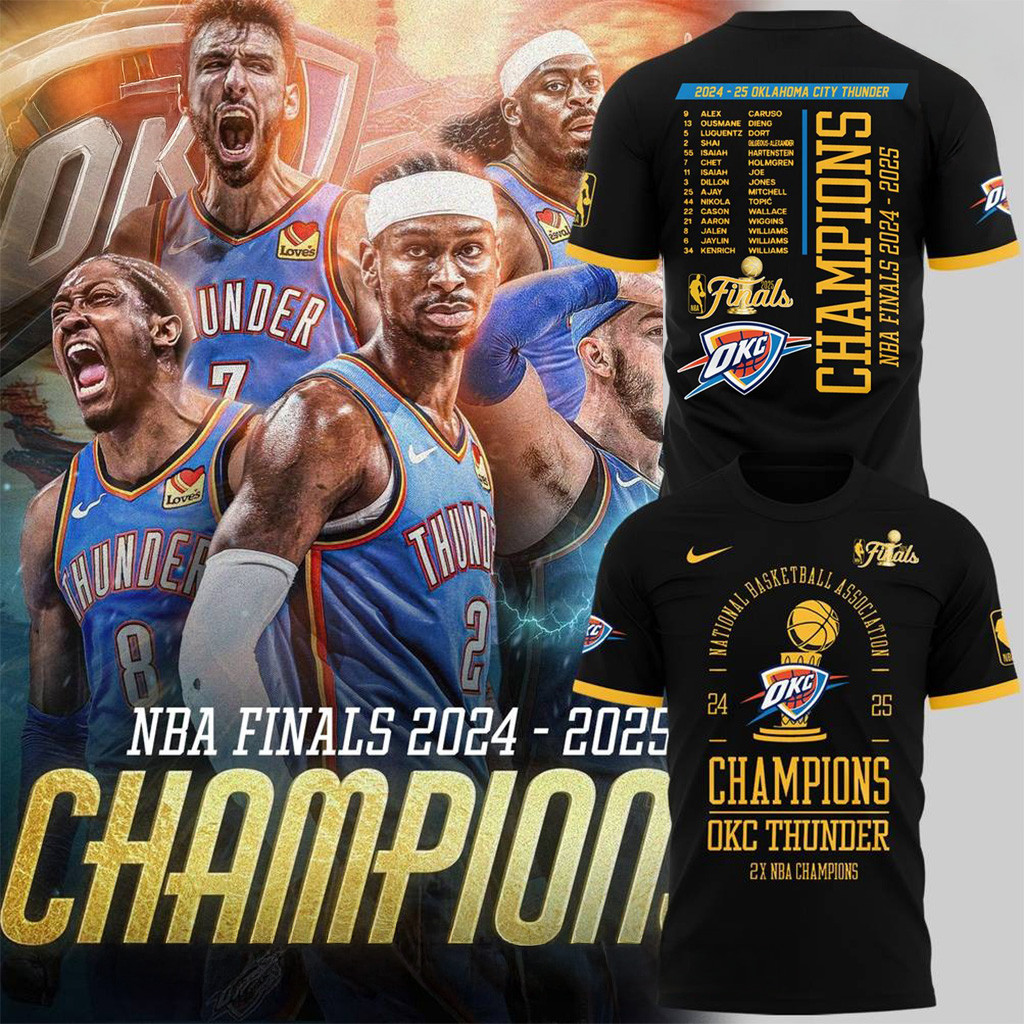 Oklahoma City Thunder 2025 NBA Finals 2x Champions Shirt OKC Merch Gifts For Father-1