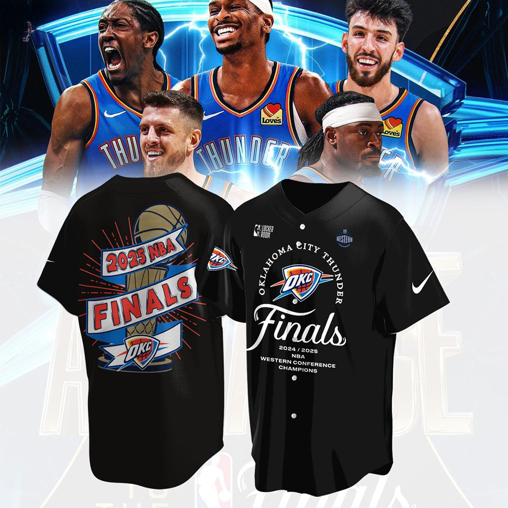 Oklahoma City Thunder 2025 NBA Finals Baseball Jersey OKC Merch Gifts For Father's Day From Wife-1
