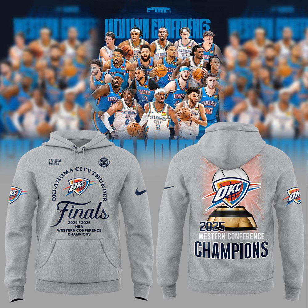 Oklahoma City Thunder 2025 Western Conference Champions Hoodie OKC Merch Father's Day Presents-1