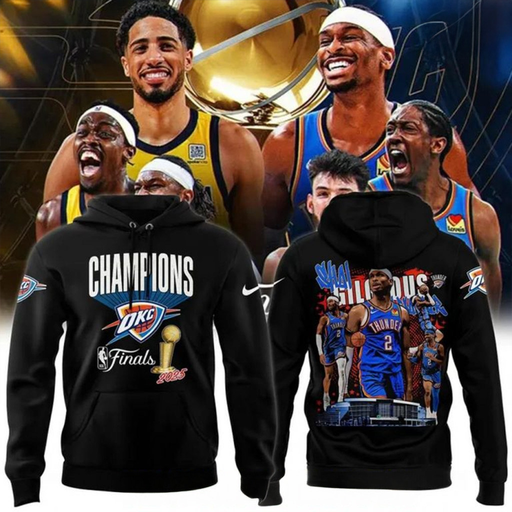 Oklahoma City Thunder Champions NBA 2025 Black Hoodie OKC Merch Gifts For Dad-1 Oklahoma City Thunder Champions NBA 2025 Black Hoodie OKC Merch Gifts For Dad-1