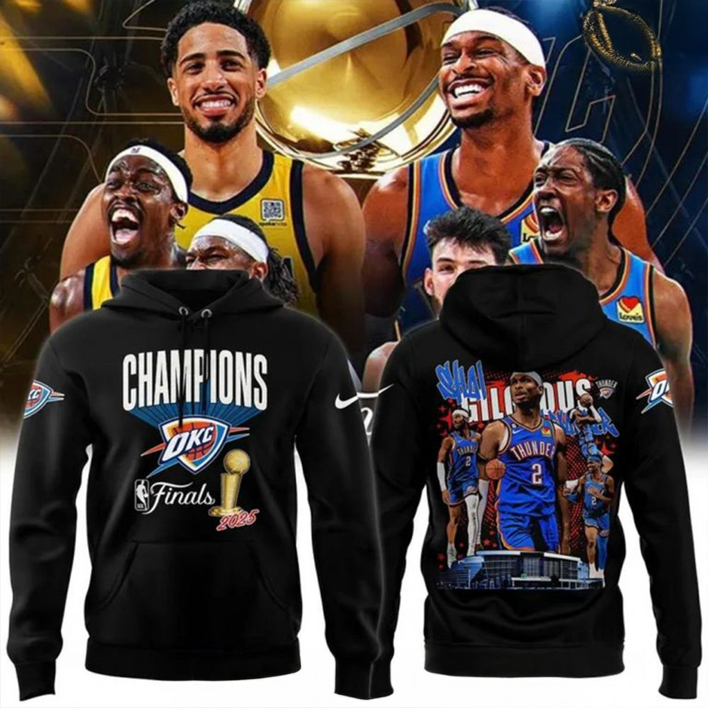 Oklahoma City Thunder Champions NBA 2025 Black Hoodie OKC Merch Present For Him-1
