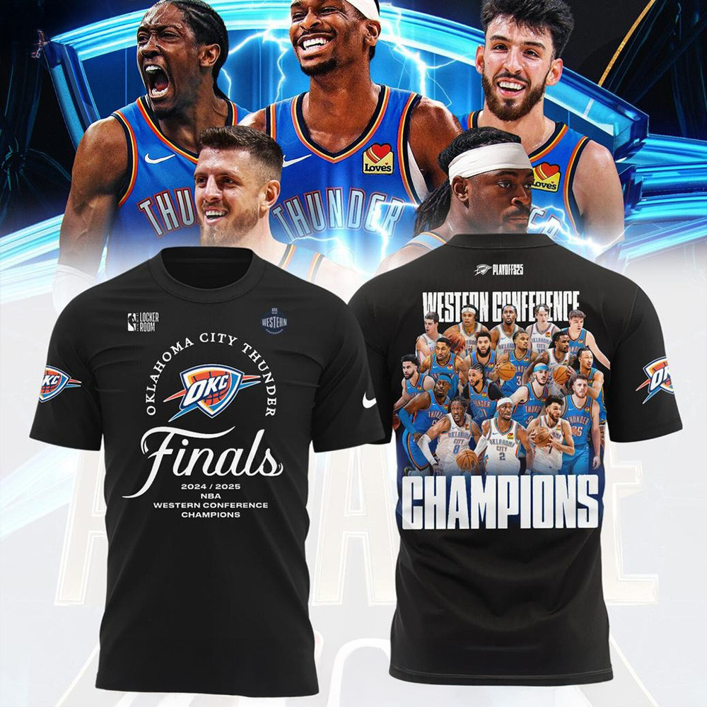 Oklahoma City Thunder Finals 2024 2025 NBA Western Conference Champions T-Shirt Gifts For Fans-1
