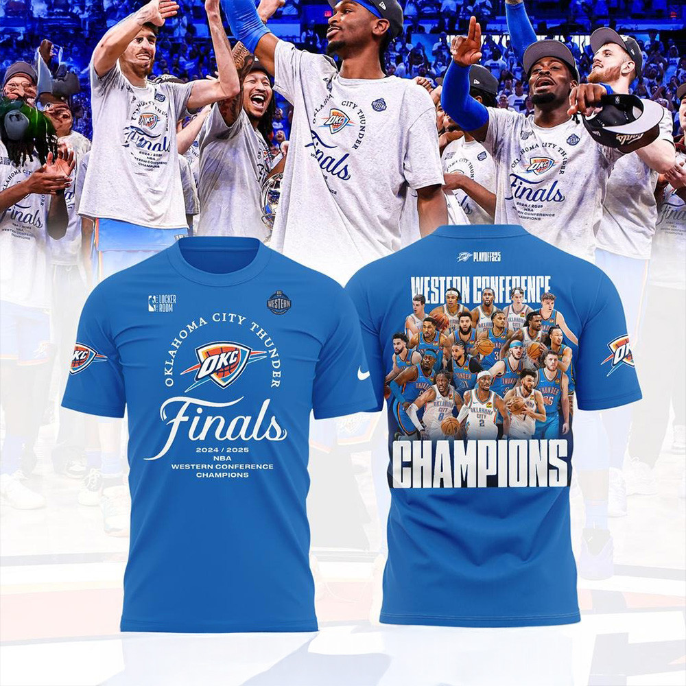 Oklahoma City Thunder Finals 2024 2025 NBA Western Conference Champions T-Shirt Husband Gifts-1
