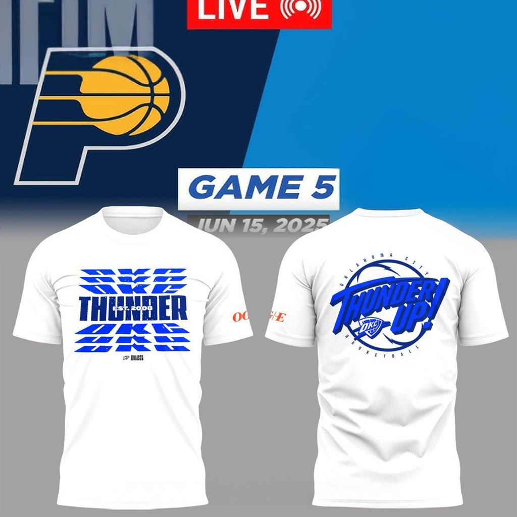 Oklahoma City Thunder Game 5 Of The NBA Finals White Shirt OKC Merch Gifts For Fans-1