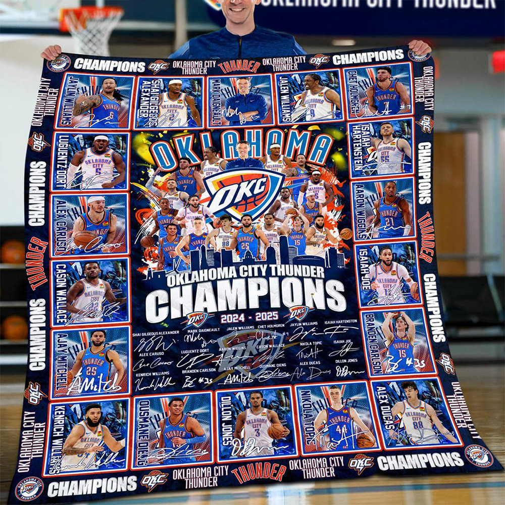 Oklahoma City Thunder NBA Finals Champions 2025 Blanket OKC Merch Gifts For Basketball Fan-1 Oklahoma City Thunder NBA Finals Champions 2025 Blanket OKC Merch Gifts For Basketball Fan-1