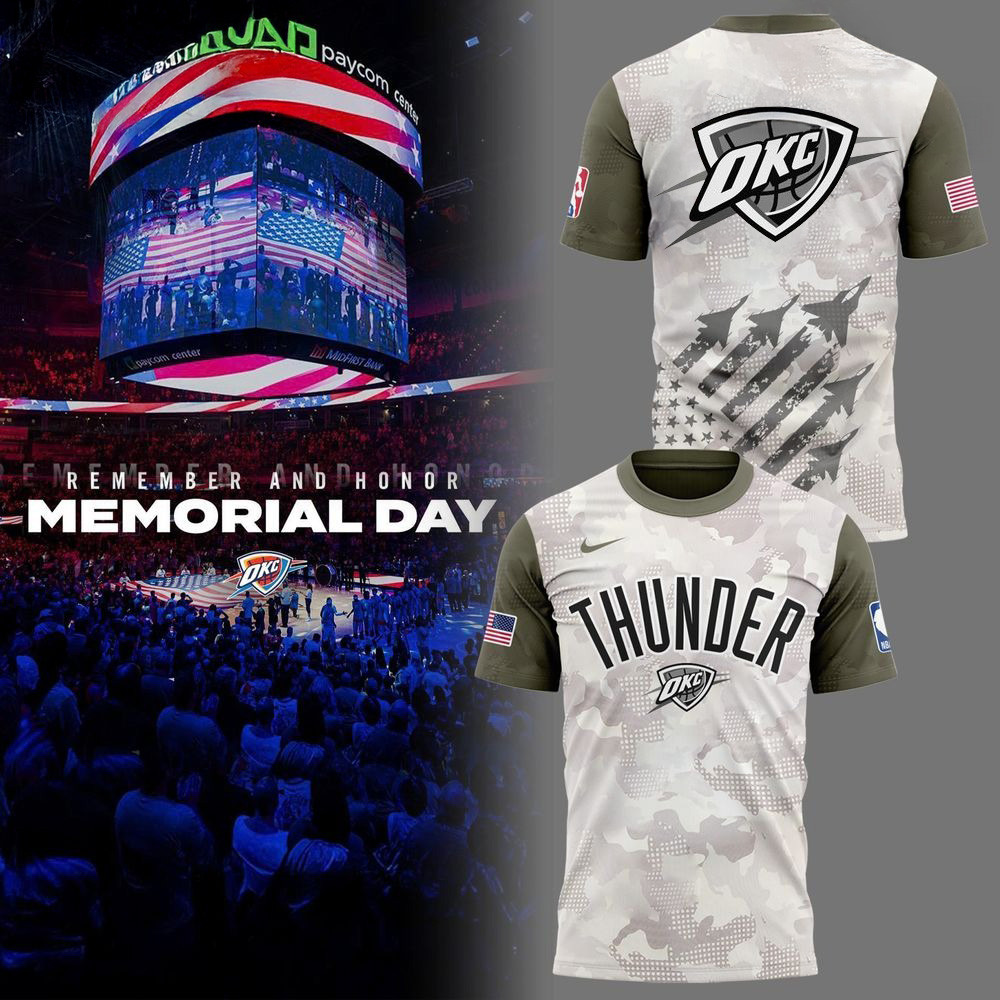 Oklahoma City Thunder NBA x Memorial Day 2025 T-Shirt Oklahoma City Thunder Merch Dad Gifts-1
