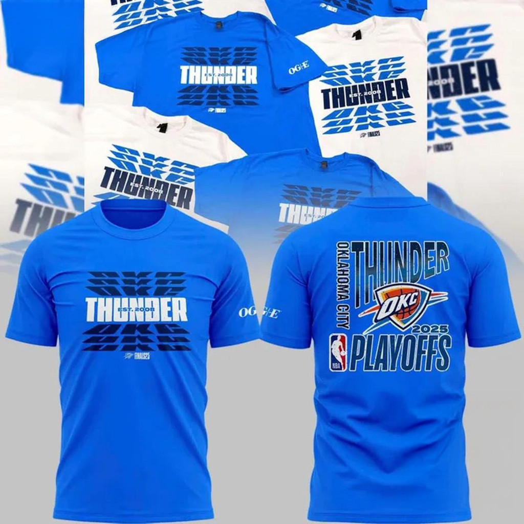 Oklahoma City Thunder Playoffs 2025 Blue T-Shirt-1